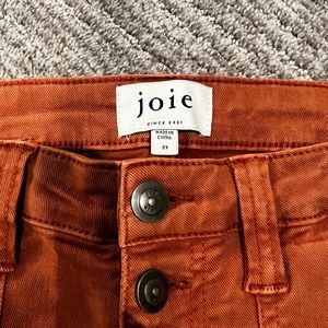 JOIE burnt orange denim with button fly and side zipper detail